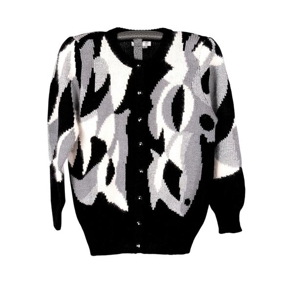 Vintage Wool Angora Blend Cardigan Sweater Beaded Rhinestone Accents Size SMALL - Picture 1 of 7